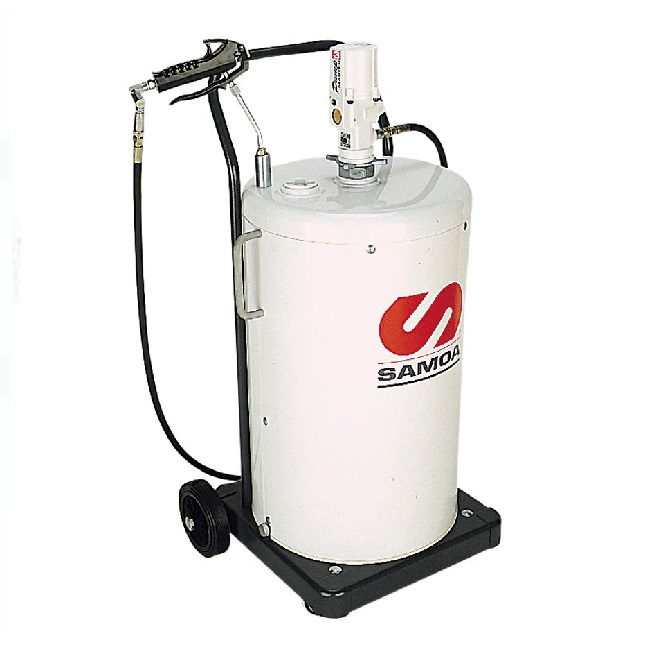 482500 SAMOA Pumpmaster 3 - 55:1 Ratio Air Operated Shielded Mobile Grease Unit for 50KG Drum